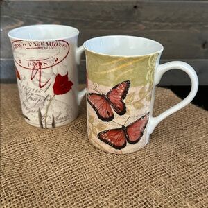 Vintage Konnitz Botanical Coffee / Tea Mugs • Set of 2 • Made in Germany